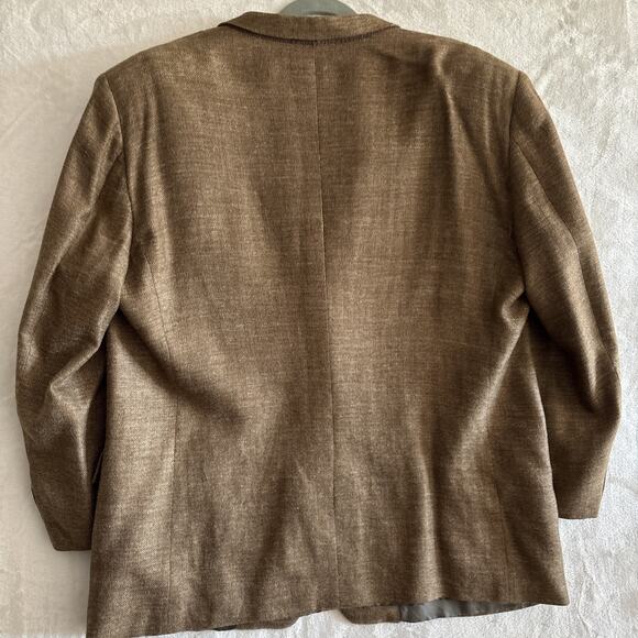 Hickey Freeman Boardroom Blazer Sport Coat 46R Brown Wool Silk Linen Jacket - Picture 7 of 16